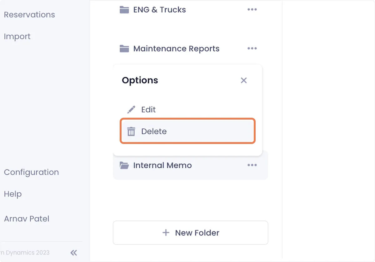 Select Delete from the dropdown.