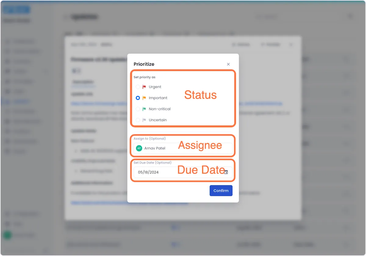 Doing so will open a modal where you can configure its priority.