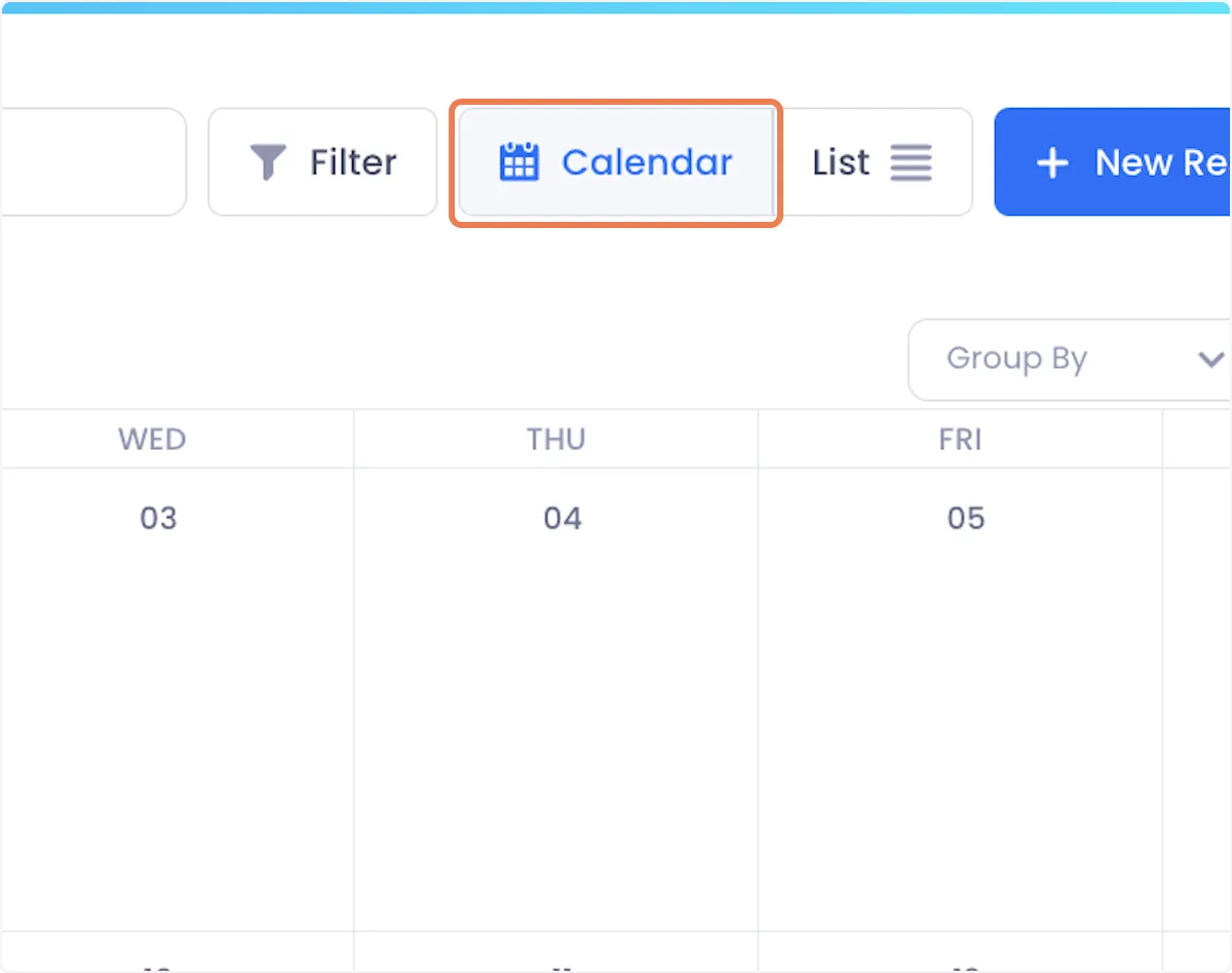 When you open the reservations page, calendar is selected by default. You can toggle in and out of it using the buttons at the top of the page.