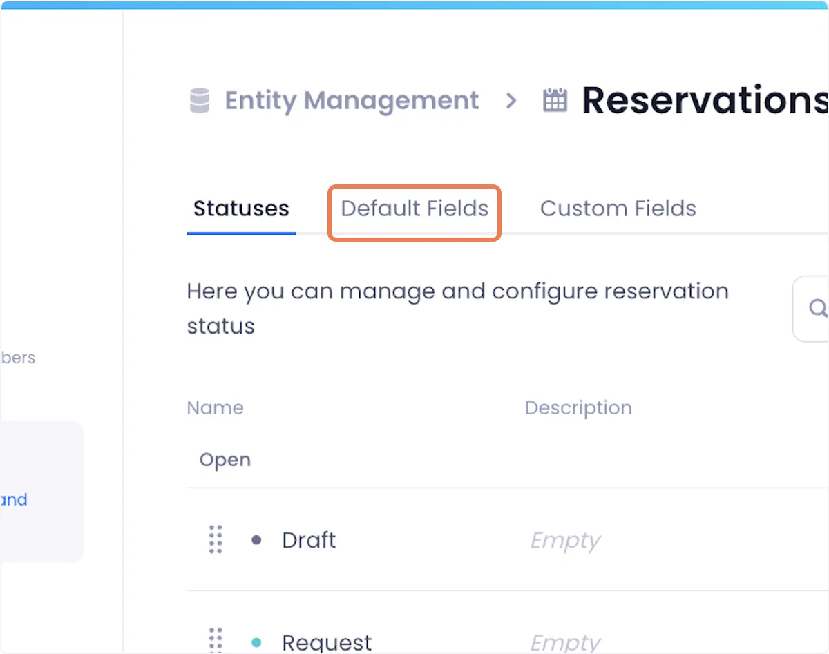 Click on the Default Fields tab