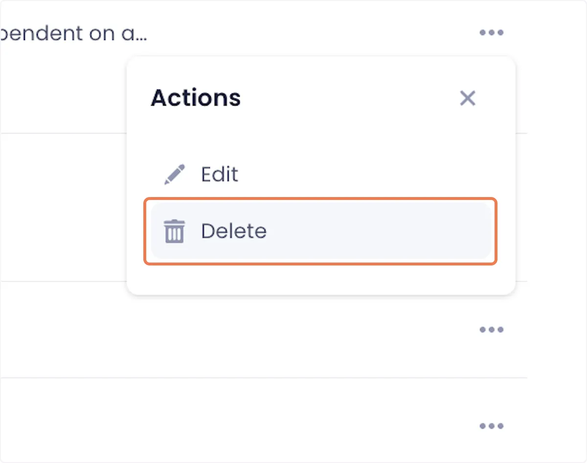 Click on the Delete option.
