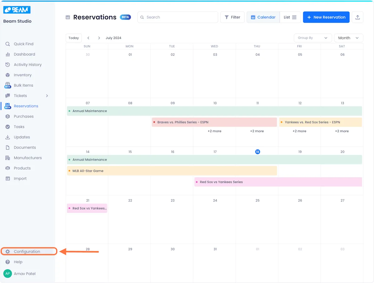 Click on Configuration