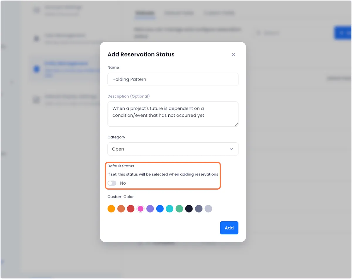 You can at this point, also define whether you want the status to be the default status.