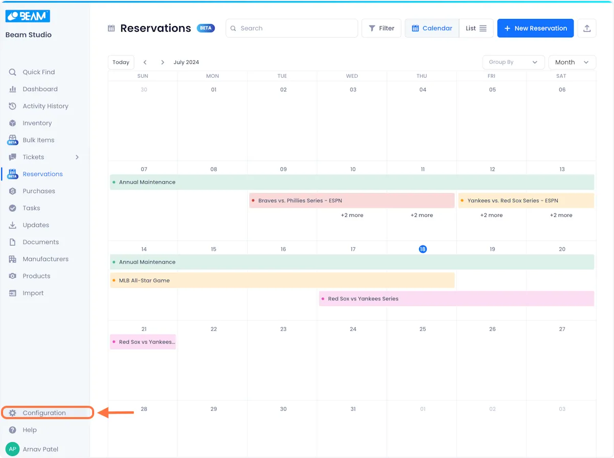 Click on Configuration in the bottom left of your workspace.