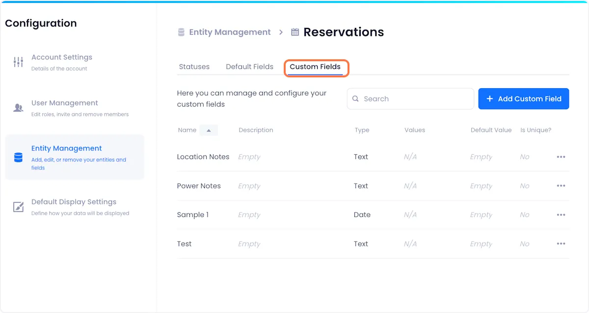 Click on Custom Fields to access your workspace's custom fields.