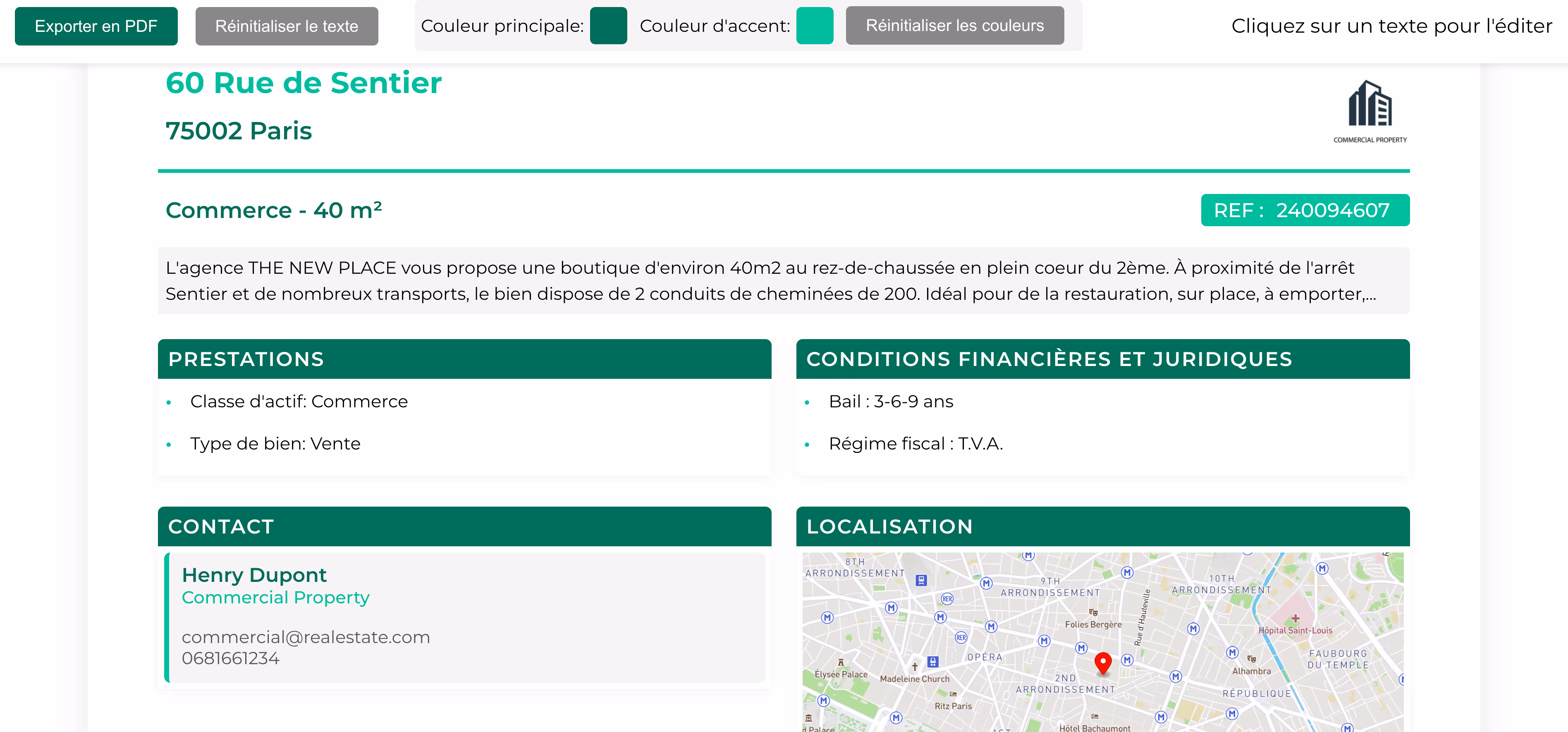 Interface de comparaison