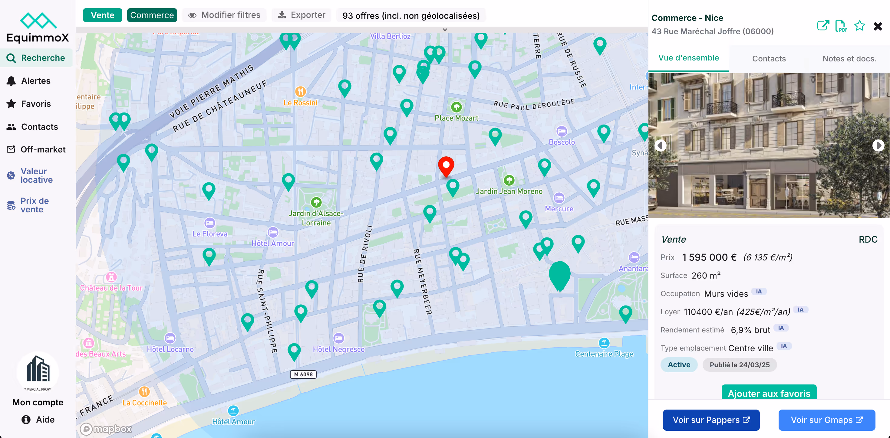 Vue liste/carte des résultats