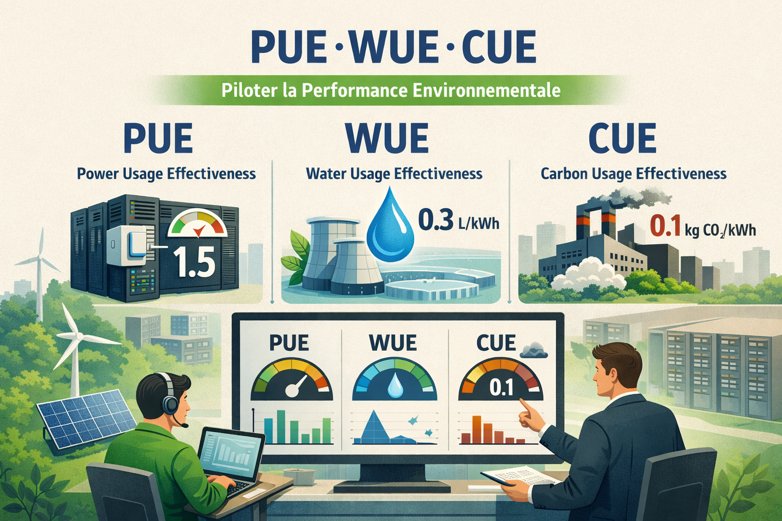 ⚙️ PUE, WUE, CUE : comment piloter la performance environnementale de vos infrastructures