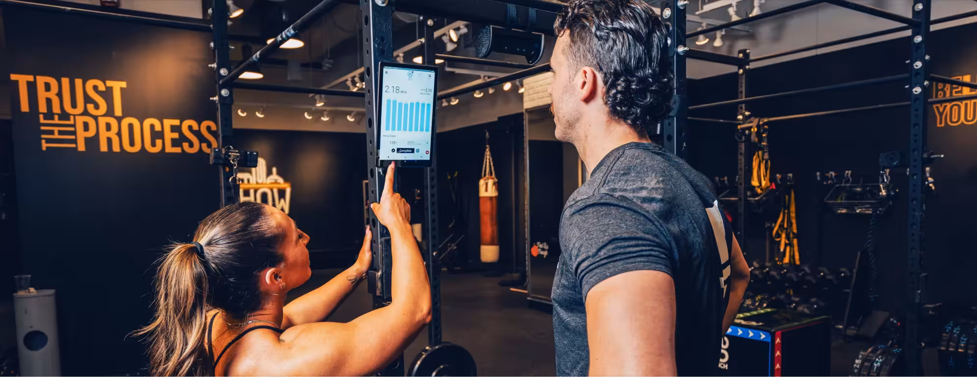 demonstration of the Perch Tablet in the workout hall