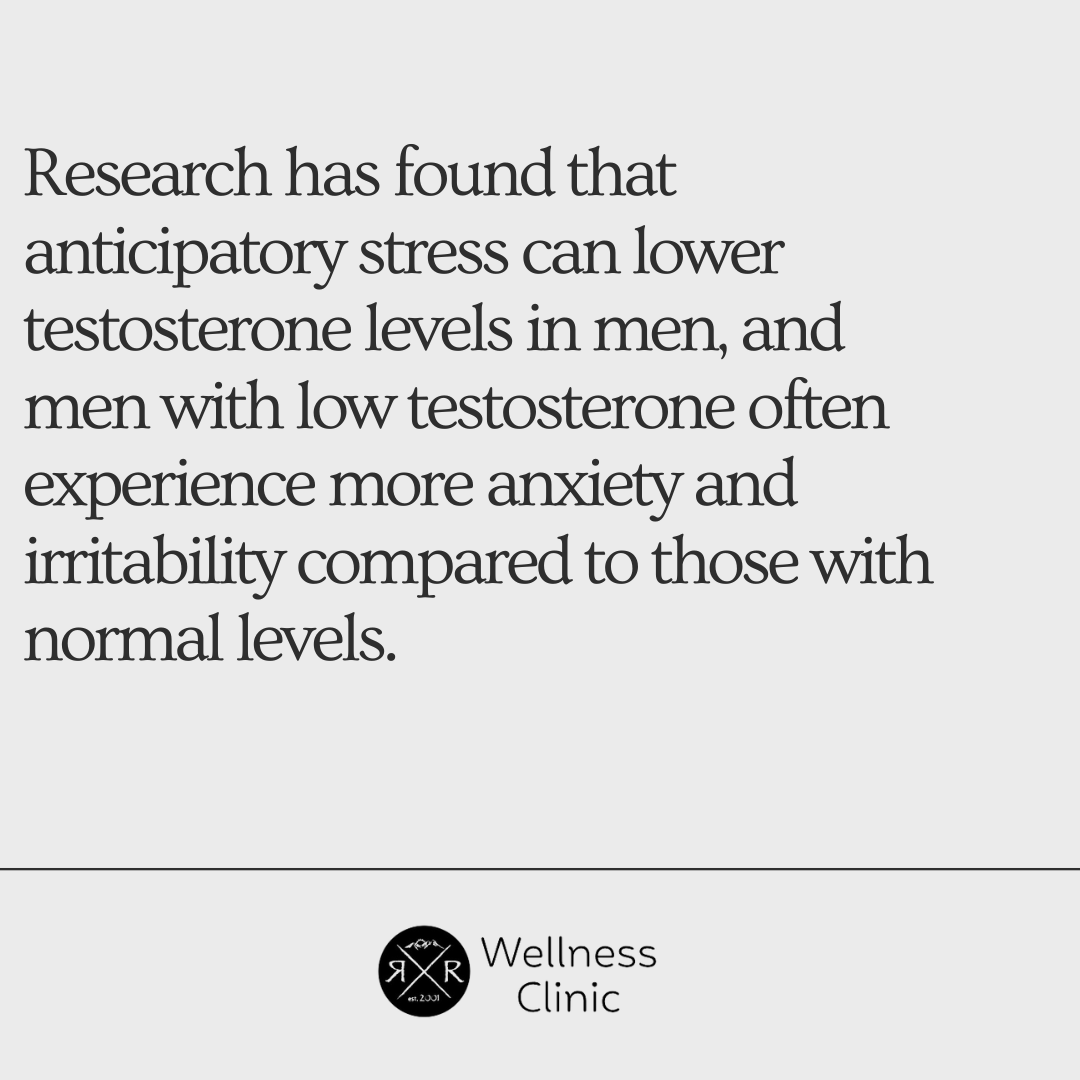 A graphic image from a testosterone therapy near me provider linking stress and testosterone levels