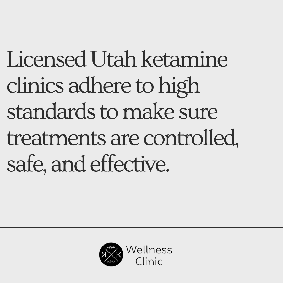 A graphic image stating that a licensed ketamine therapy Utah clinic adheres to high standards