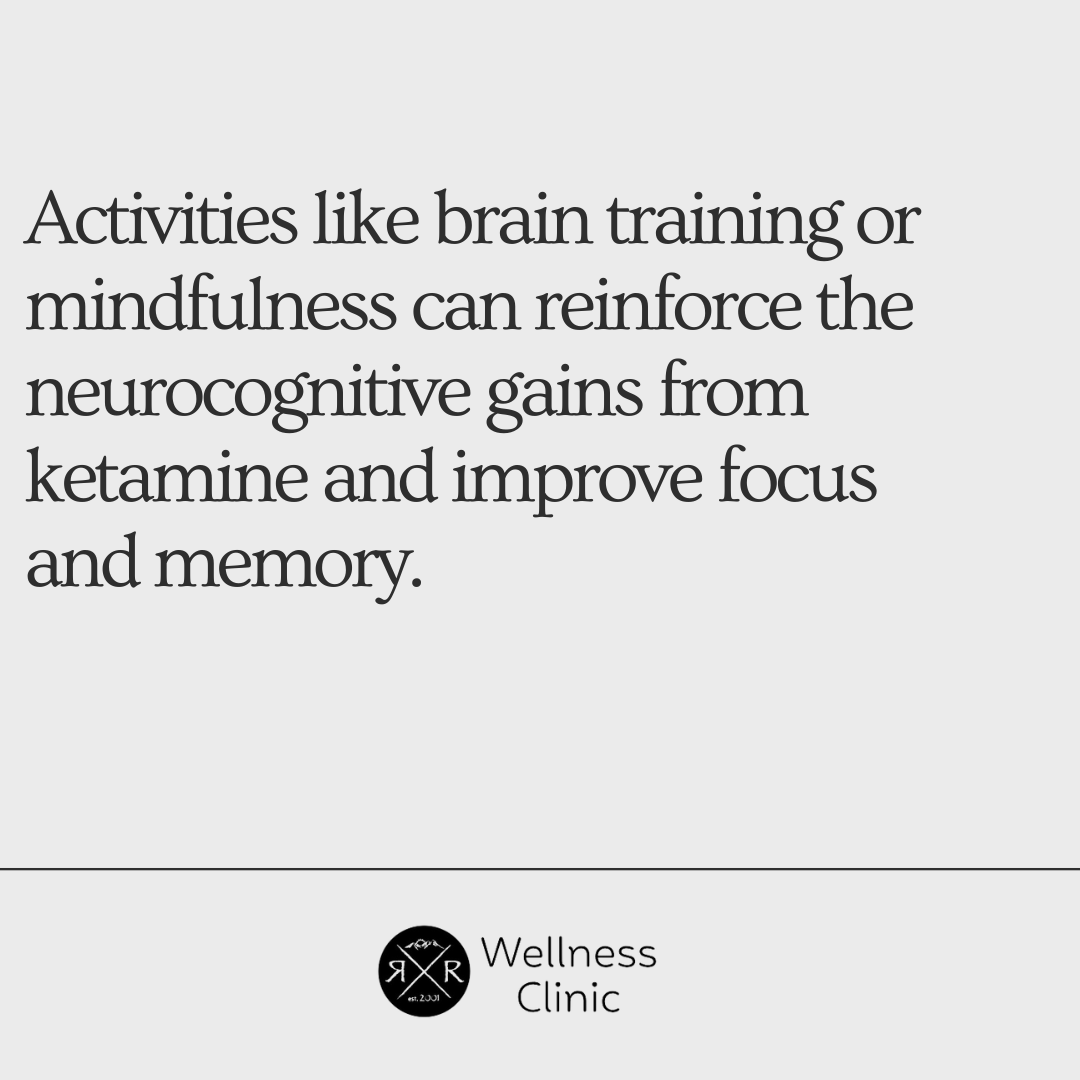 A graphic about how brain training and mindfulness can complement the cognitive benefits of ketamine therapy Utah
