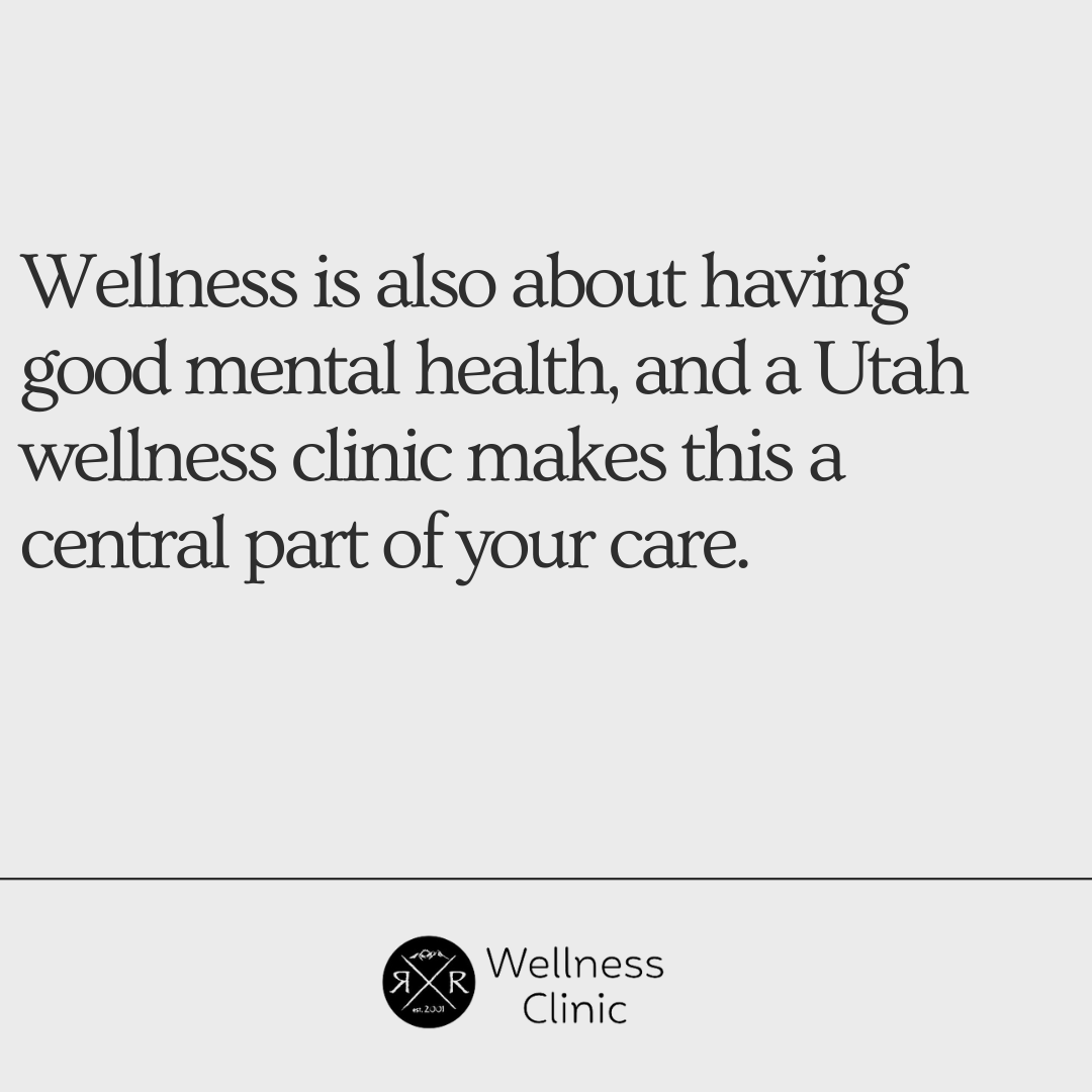 A graphic that talks about how mental health services are also often offered by a Utah wellness clinic