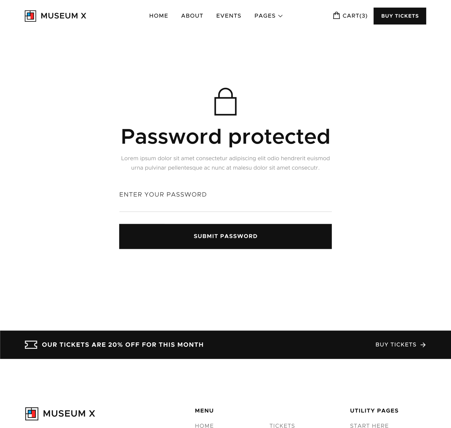 Password Protected - Museum X Webflow Template