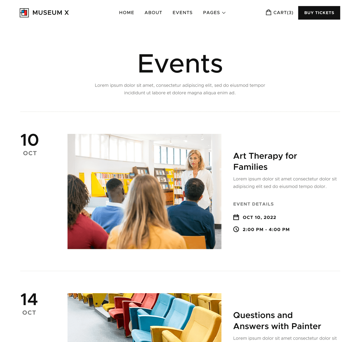 Events - Museum X Webflow Template