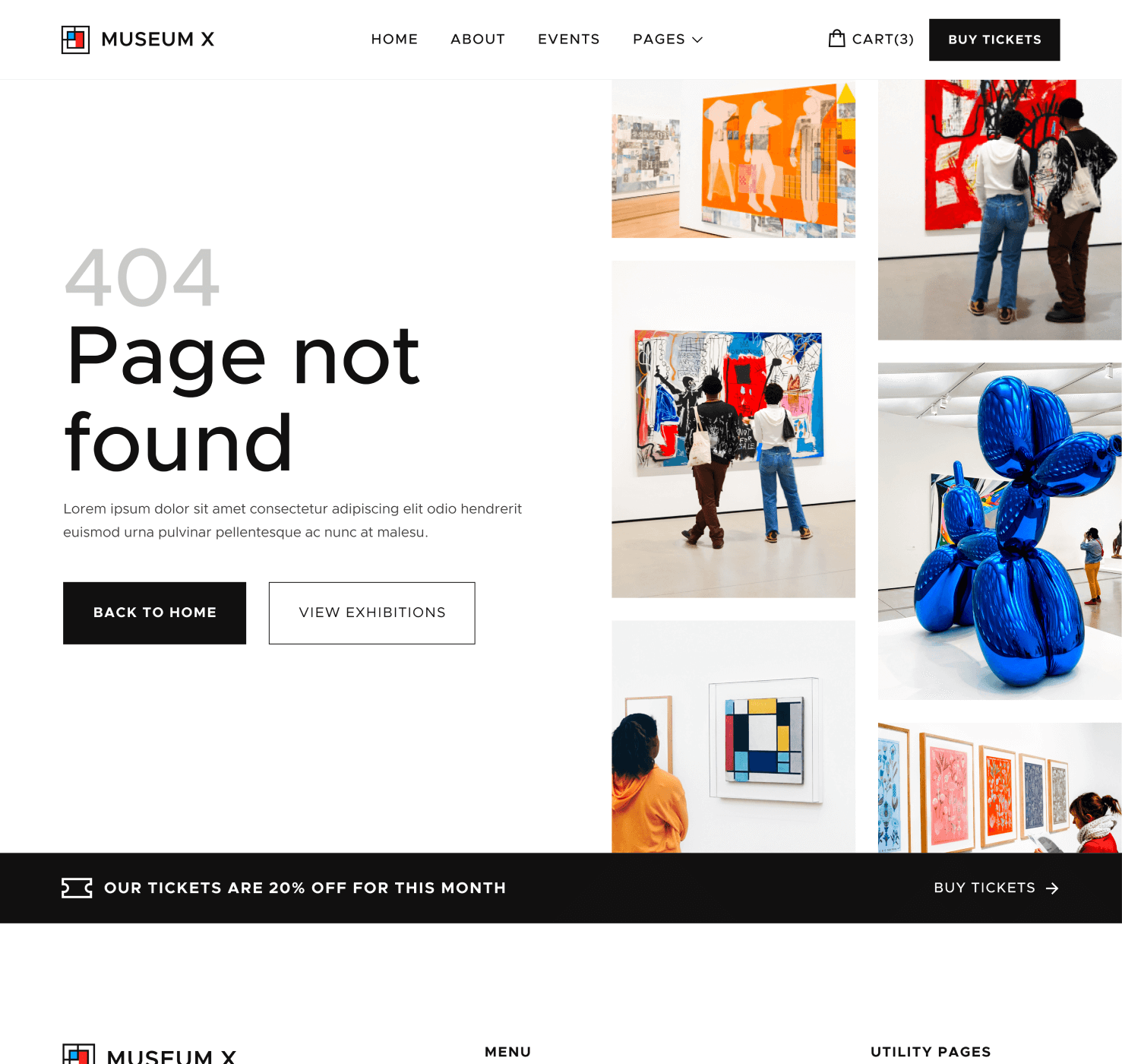 404 Not Found - Museum X Webflow Template