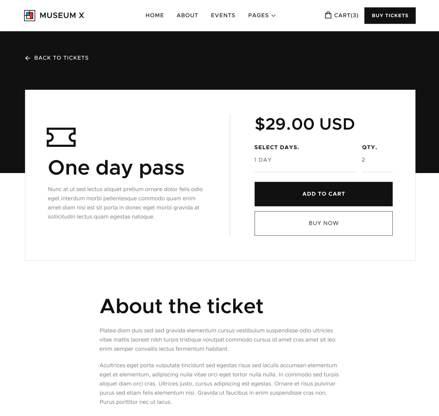 Ticket Single- Museum X Webflow Template