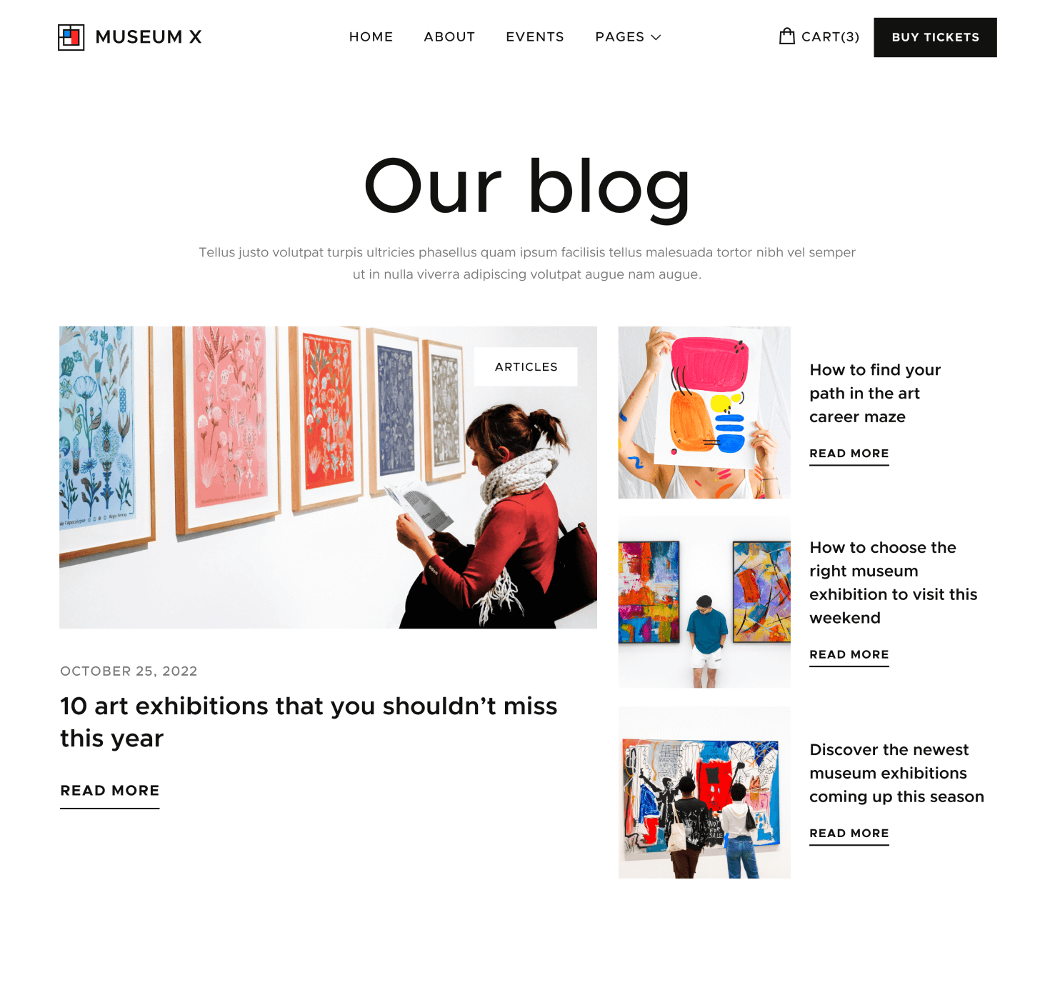 Our Blog - Museum X Webflow Template