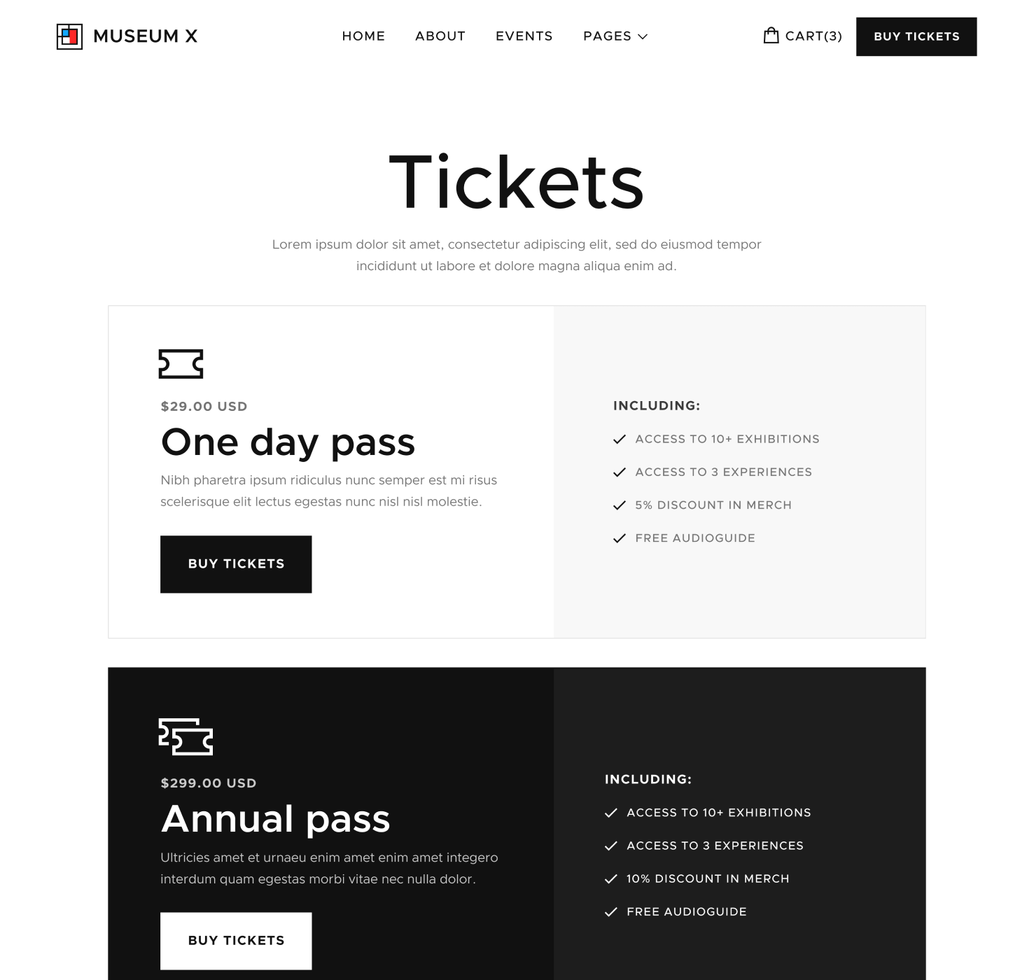Tickets - Museum X Webflow Template