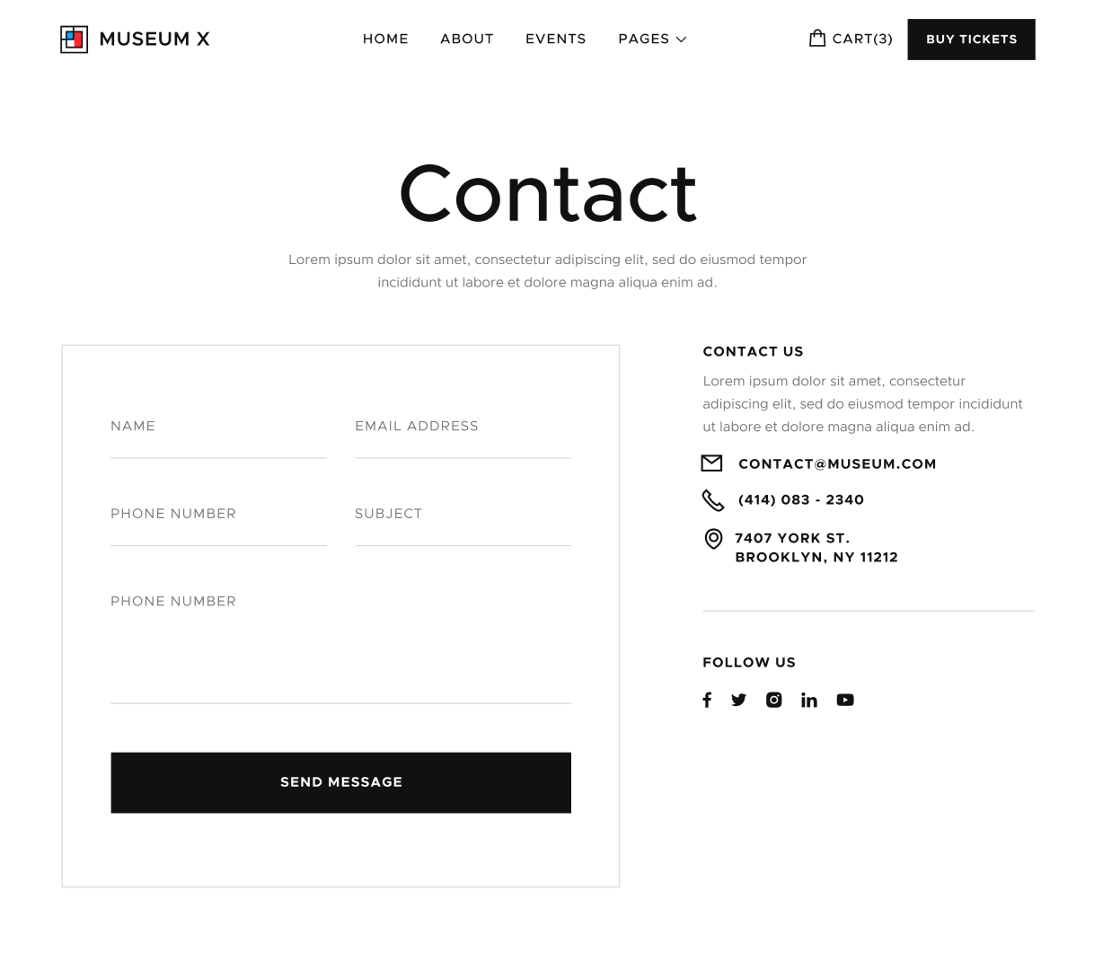 Contact - Museum X Webflow Template