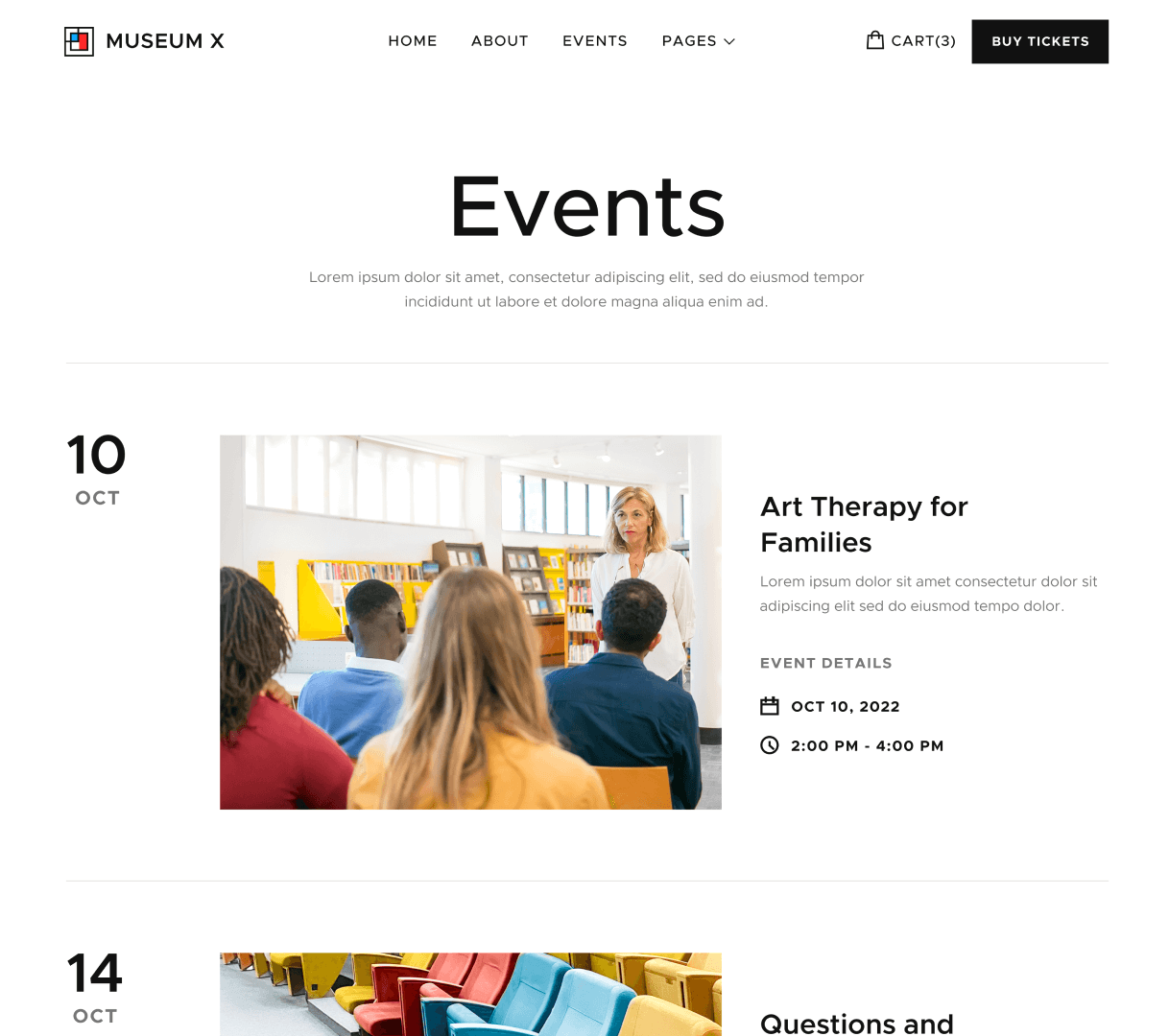 Events - Museum X Webflow Template