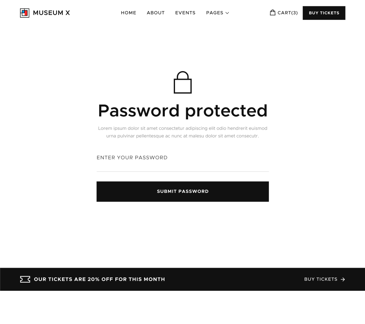Password Protected - Museum X Webflow Template