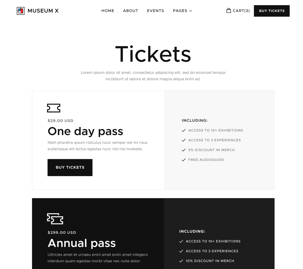 Tickets - Museum X Webflow Template
