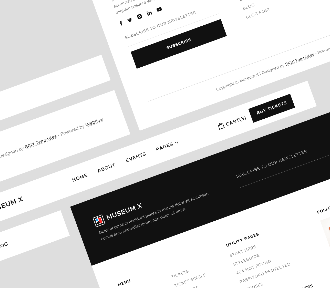 Headers And Footers - Museum X Webflow Template