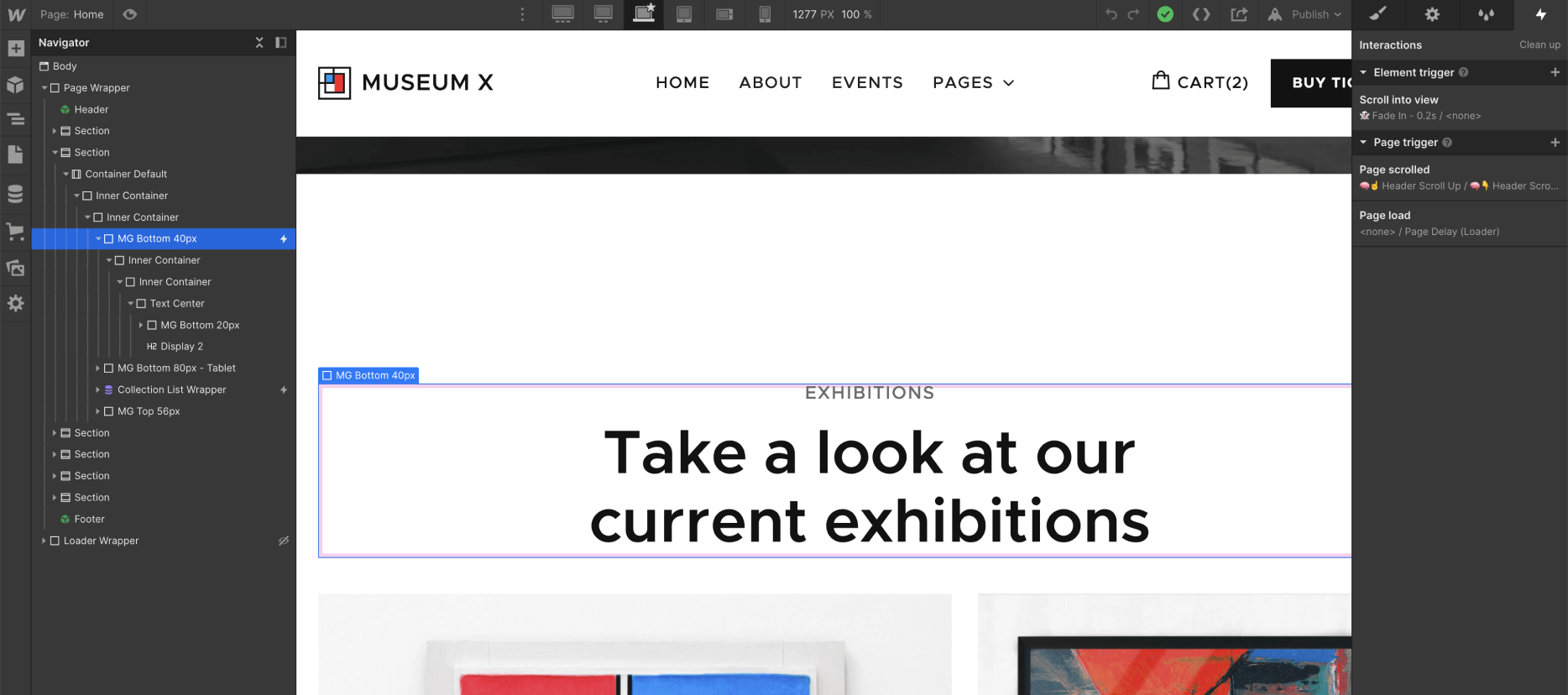 Animations - Museum X Webflow Template