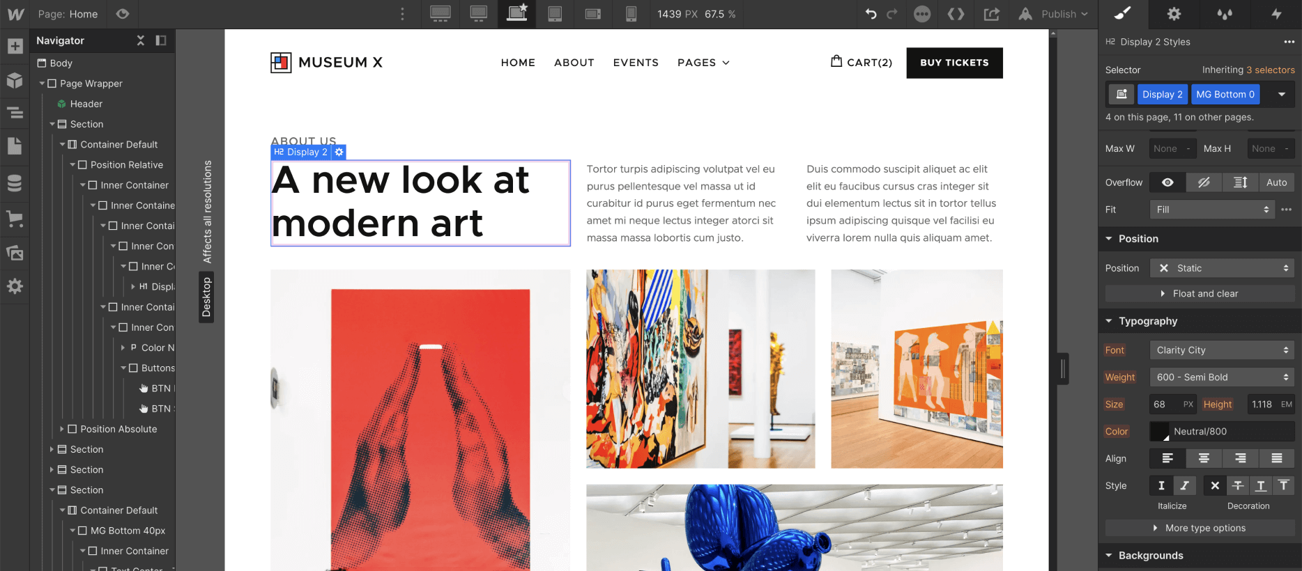 Static Content - Museum X Webflow Template