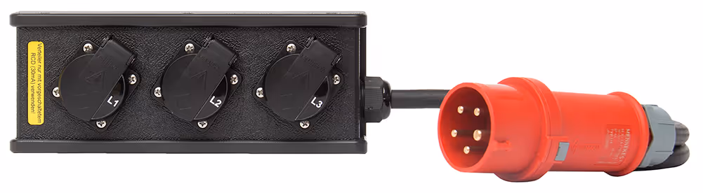 INDU-ELECTRIC THERMOLENE® regleta de enchufes – CEE 16A 400V 5P / bloque Schuko de 3 salidas