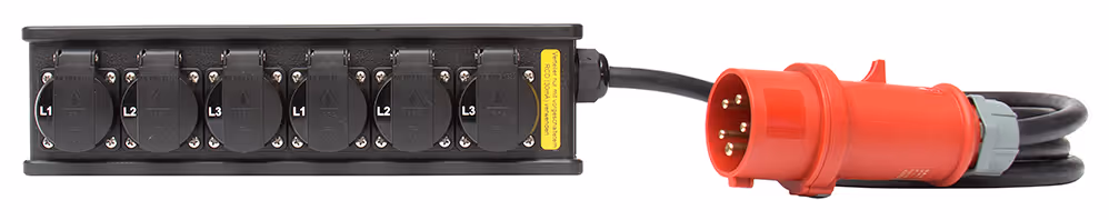 INDU-ELECTRIC THERMOLENE® regleta de enchufes – CEE 16A 400V 5P / bloque Schuko de 6 salidas