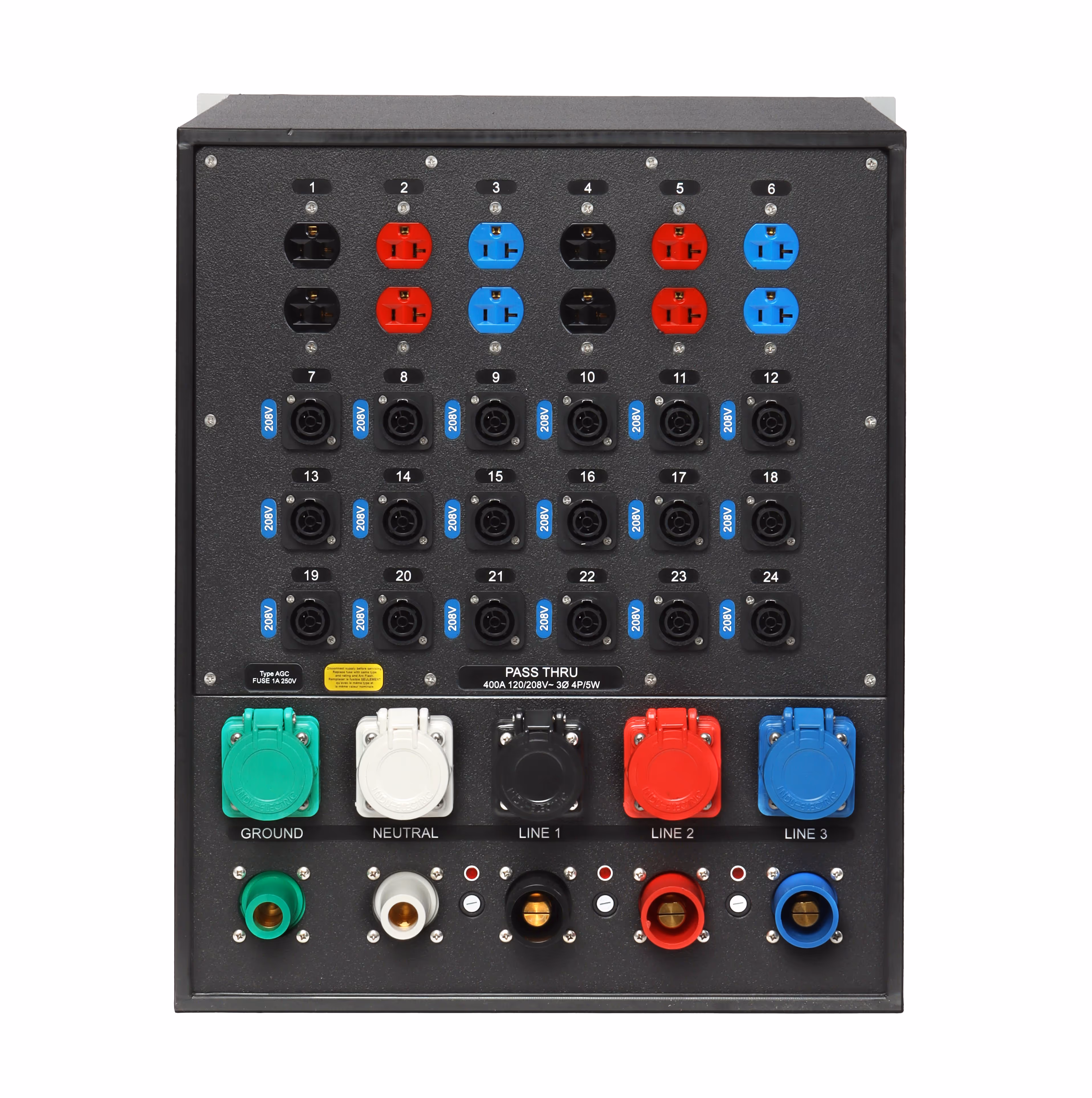 INDU-ELECTRIC 18-Way 208V powerCON® TRUE1/ 120V Edison 19’’ Rack-mount Combo