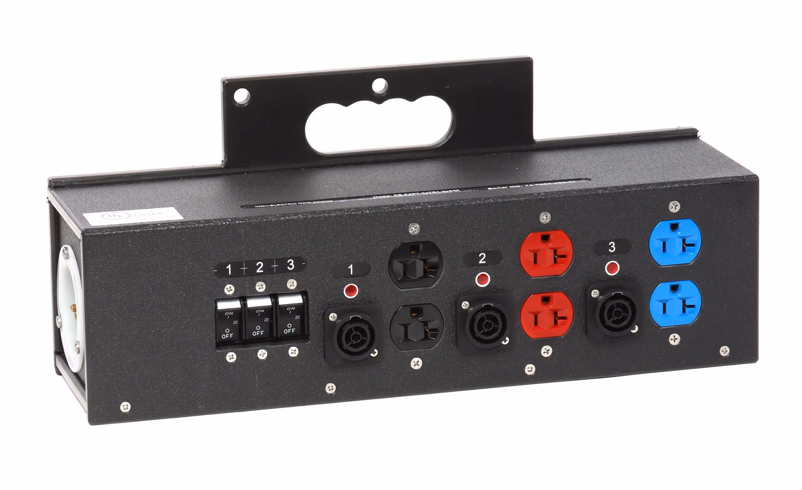 INDU-ELECTRC Floor Box L2130 3-Gang Duplex powerCON® True1 Truss-Combo