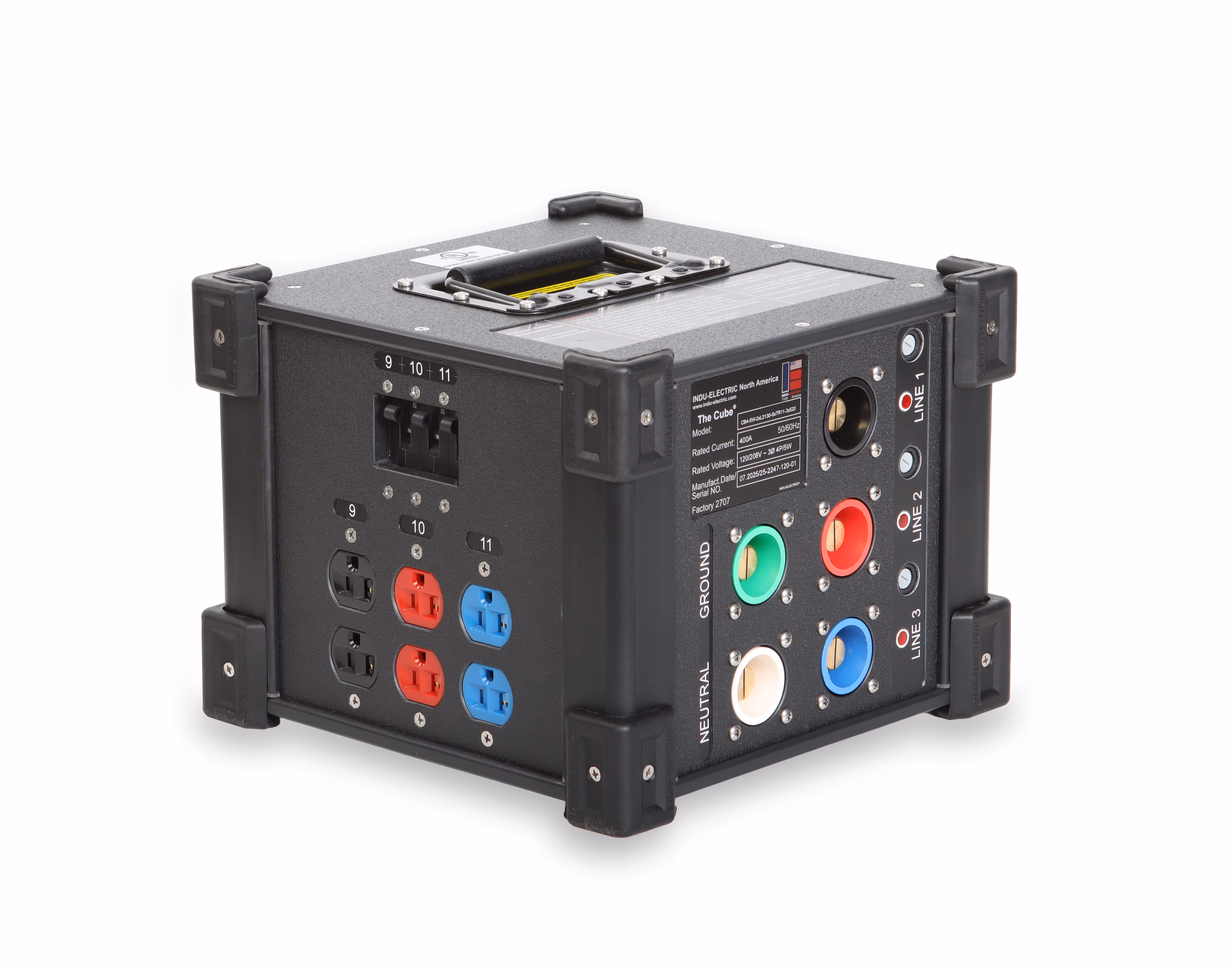 INDU-ELECTRIC 6-Way 120V powerCON® TRUE1/ Twist-lock Combo CUBE®