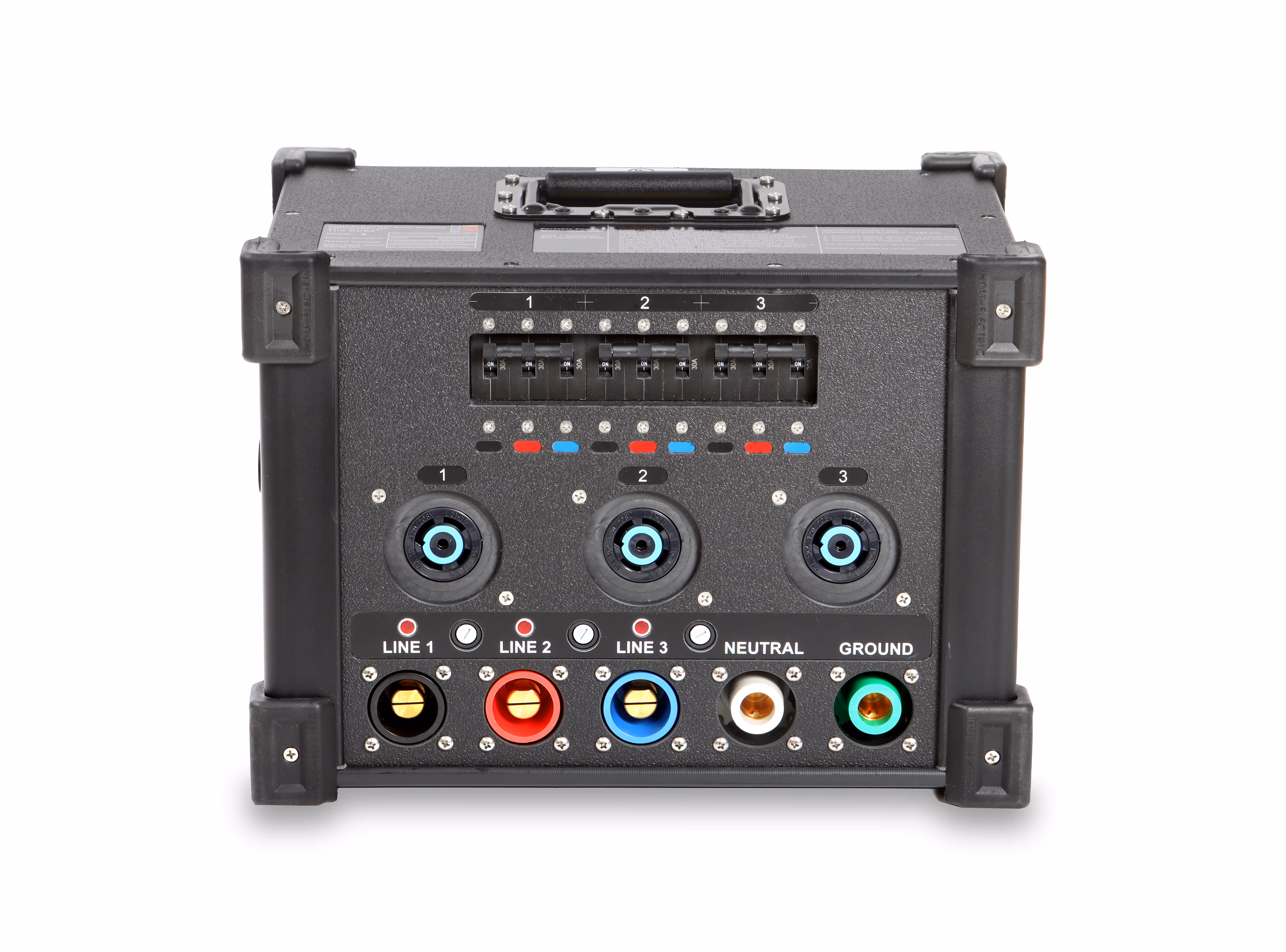 INDU-ELECTRIC Cam pass through 6-Way L21-30 Twist-lock/ 120V powerCON® TRUE1 Edison Combo CUBE®