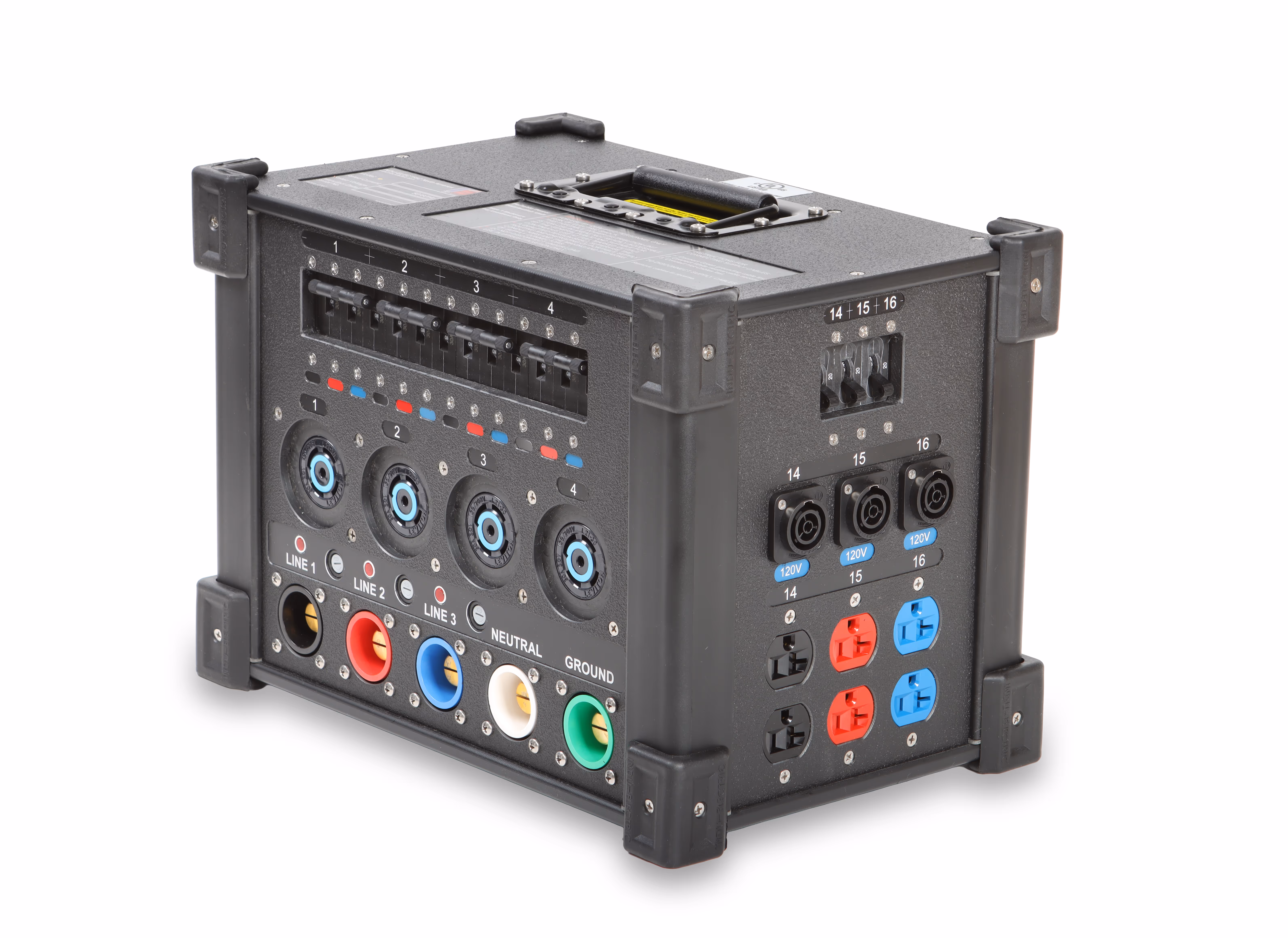 INDU-ELECTRIC Cam pass through 4-Way L21-30 Twist-lock/ 120V powerCON® TRUE1 Edison Combo CUBE®