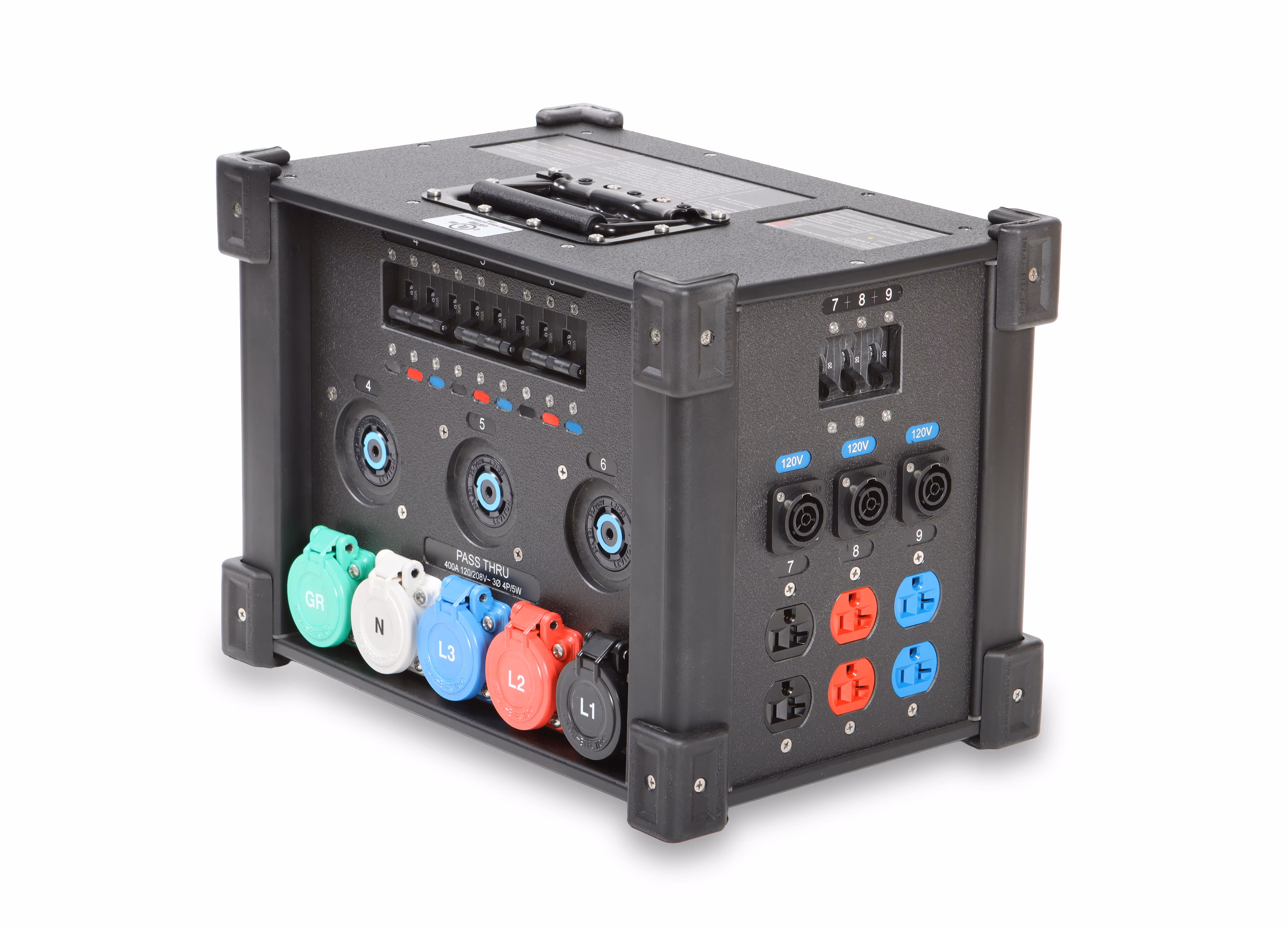 INDU-ELECTRIC Cam pass through 4-Way L21-30 Twist-lock/ 120V powerCON® TRUE1 Edison Combo CUBE®