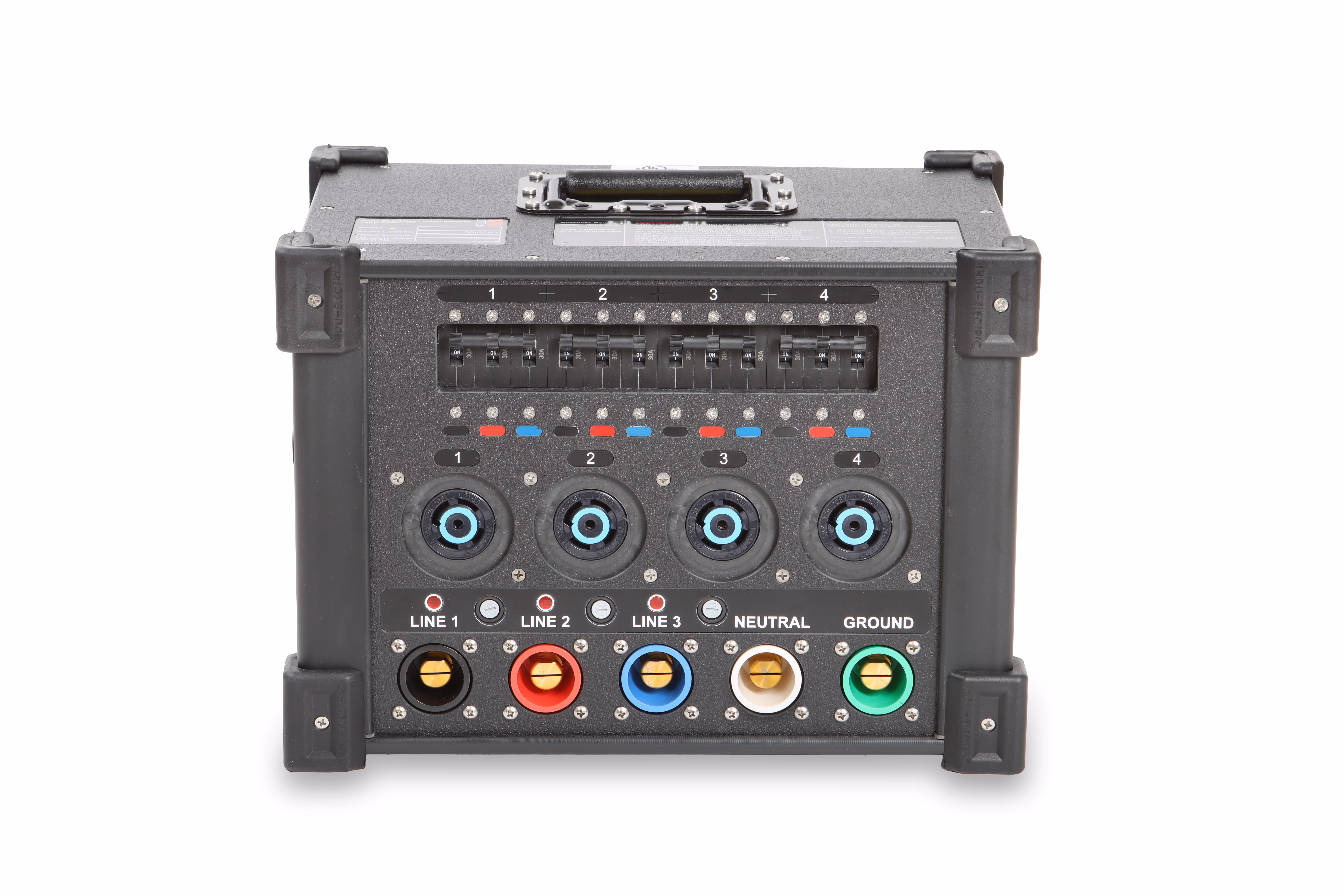 INDU-ELECTRIC Cam pass through 4-Way L21-30 Twist-lock/ 120V powerCON® TRUE1 Edison Combo CUBE®