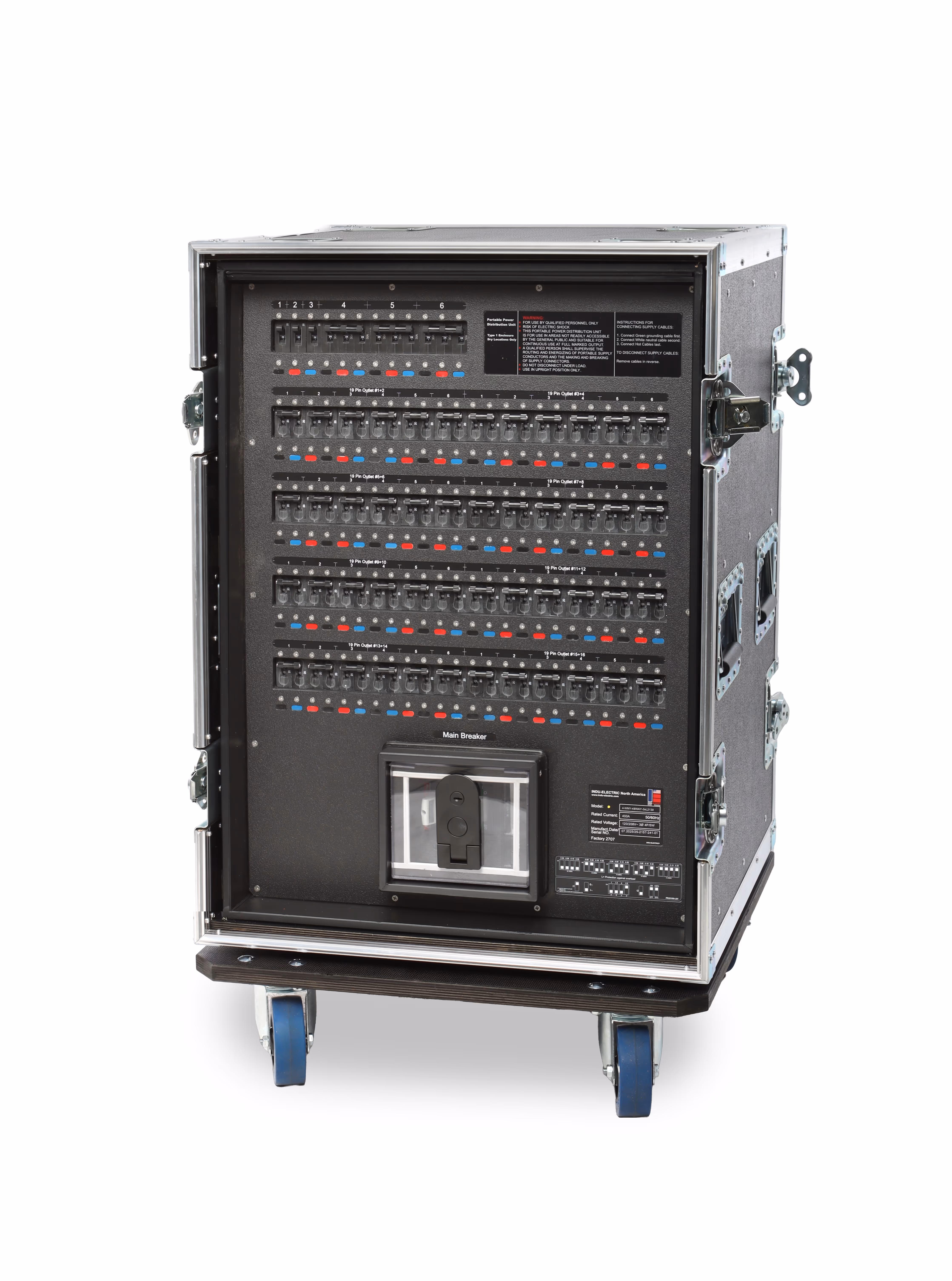 INDU-ELECTRIC 48 WAY 19PIN - 120/208V - 18002241 - in road flightcase