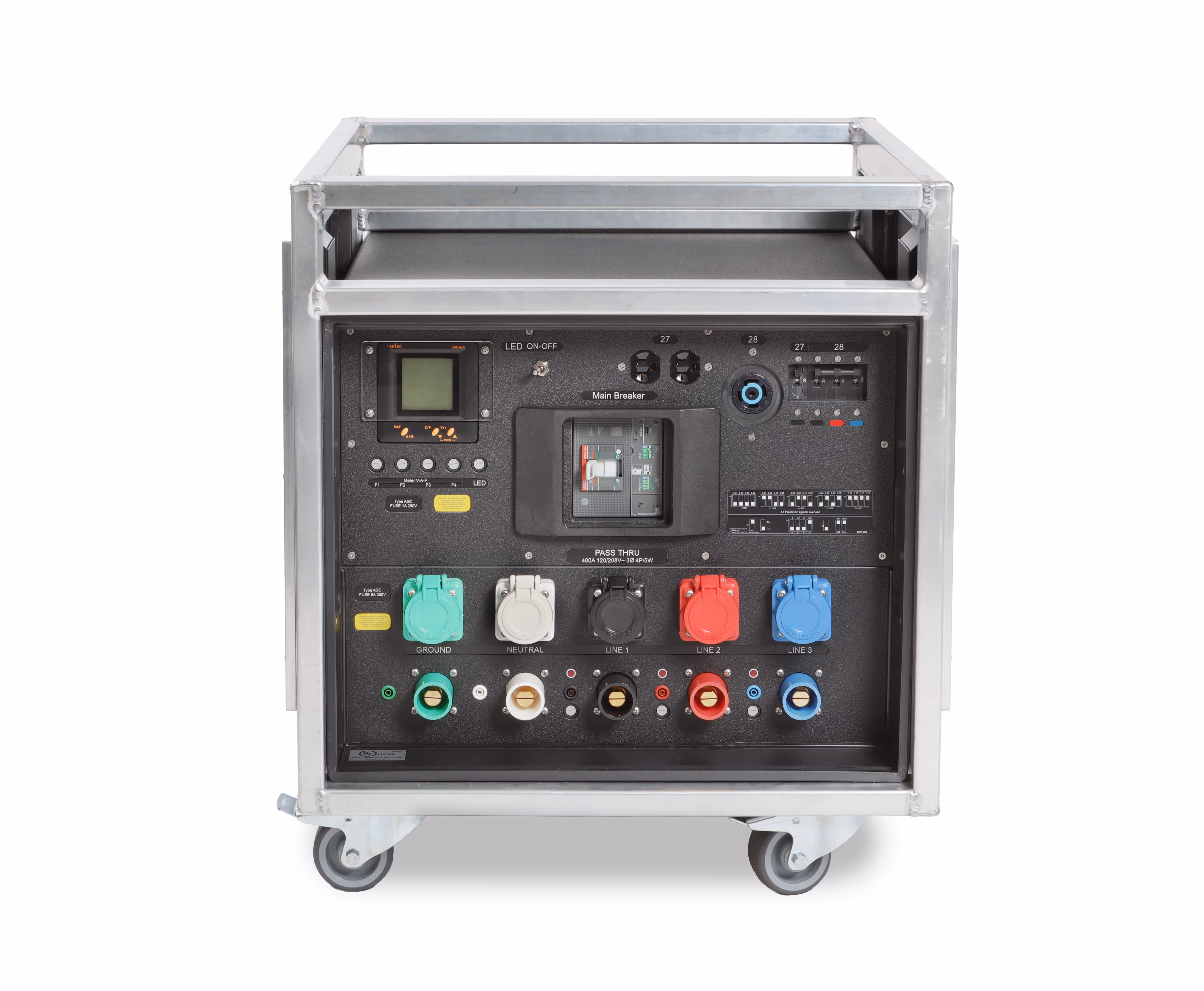 INDU-ELECTRIC 19 Pin 120V powerCON® TRUE1 / 19 Pin 208V powerCON® TRUE1 Combo Tourpack Rack