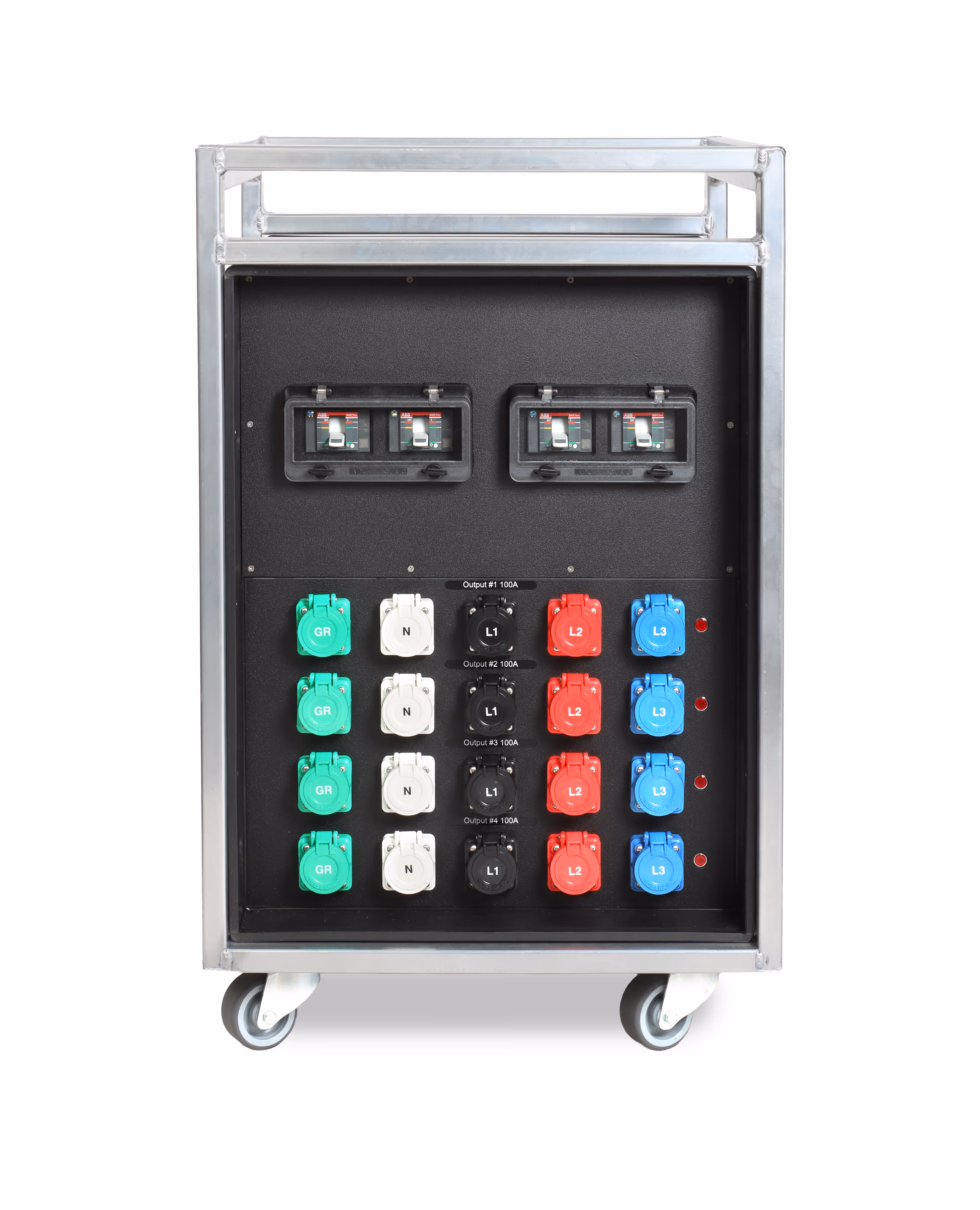 INDU-ELECTRIC Rain-Tight 4-Way 100A Cam / L21-20 Twist-lock / NEMA 520 GFCI Combo Tourpack