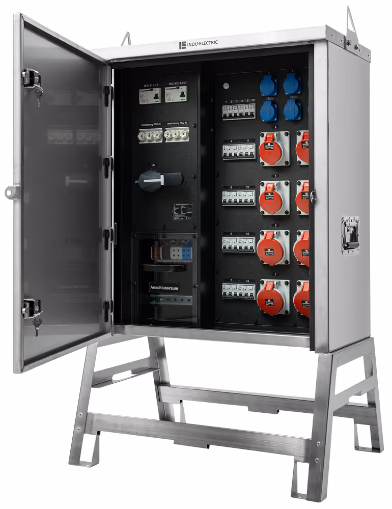 INDU-ELECTRIC THERMOLENE® distribuidor eléctrico de obra 55kVA en armario de acero inoxidable V2A