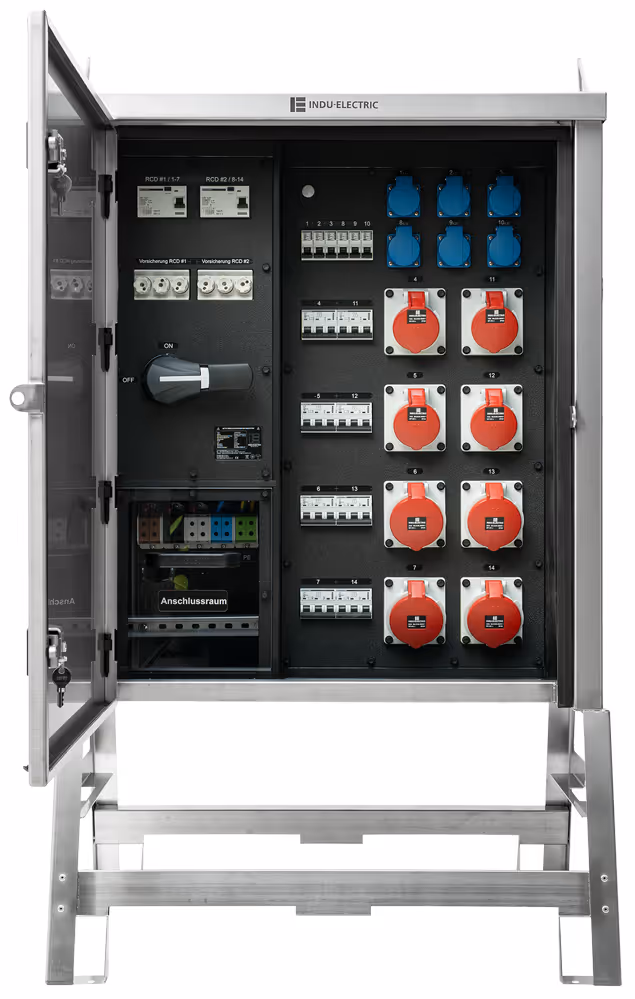INDU-ELECTRIC THERMOLENE® distribuidor eléctrico de obra 55kVA en armario de acero inoxidable V2A