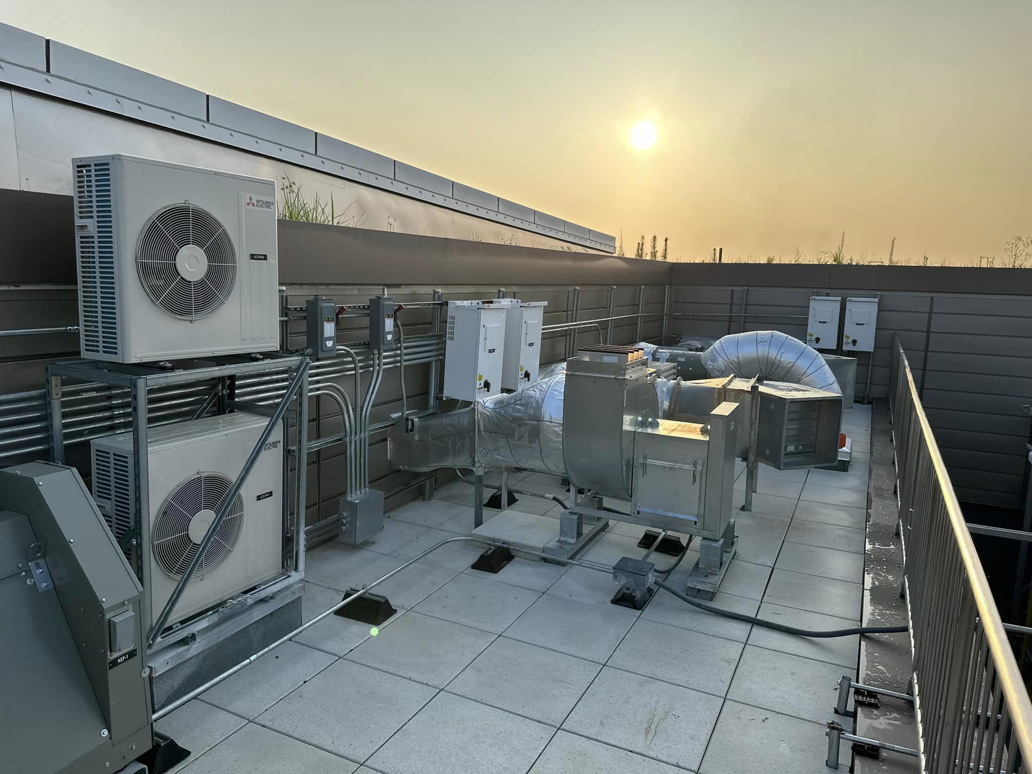 Commercial rooftop electrical equipment installation