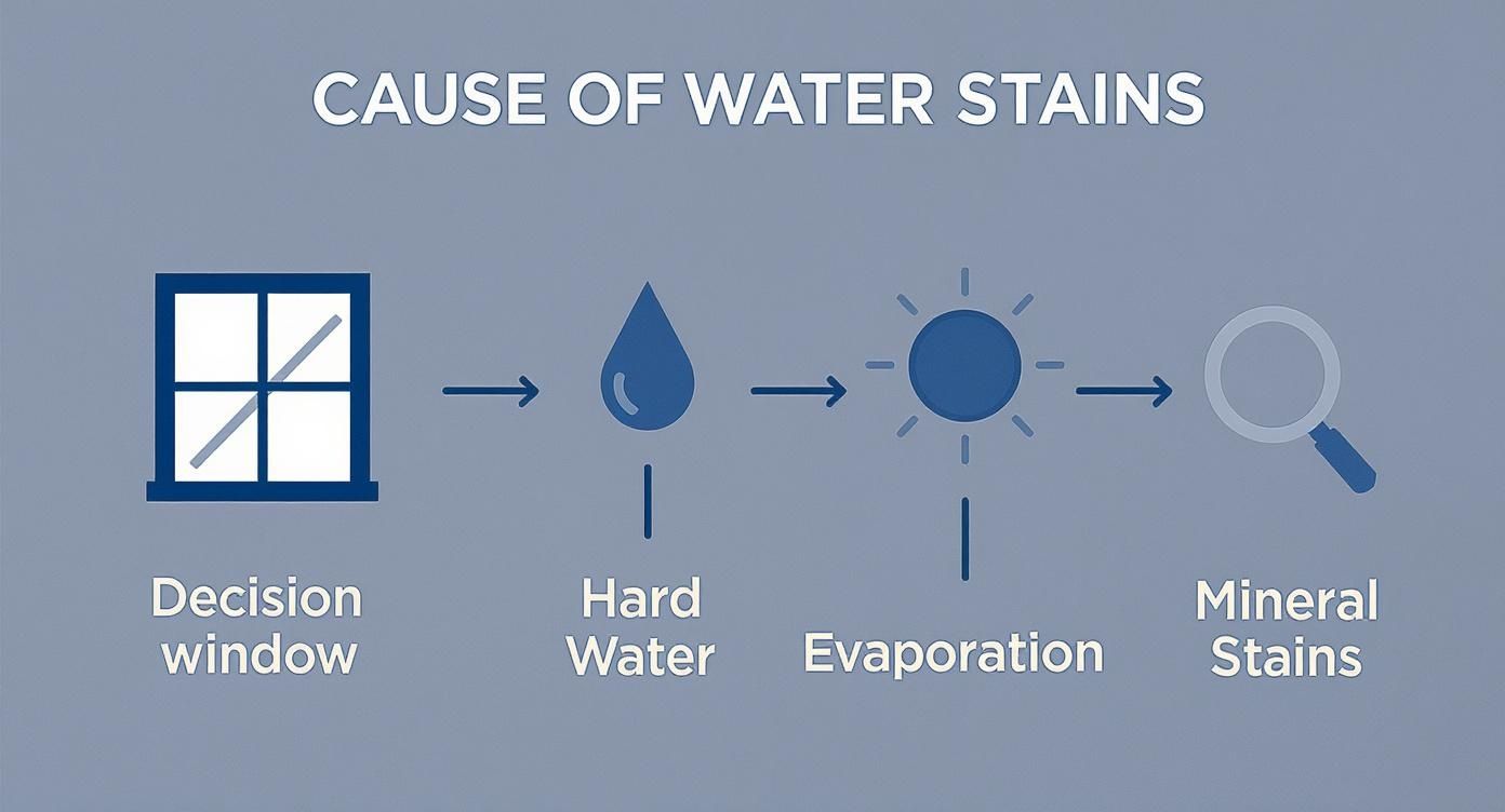 Infographic about how to clean water stained windows