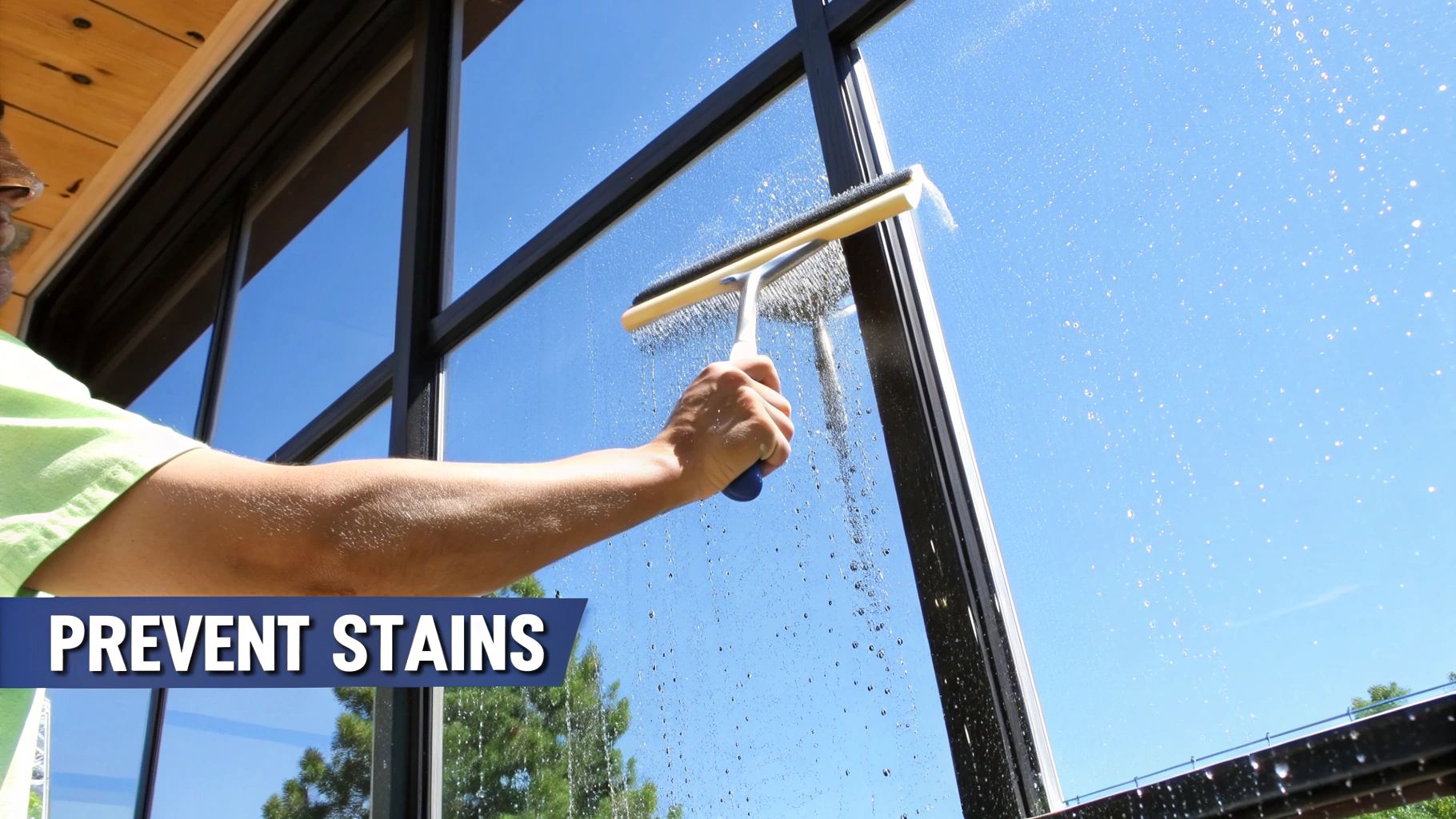 A hydrophobic coating repelling water on a window