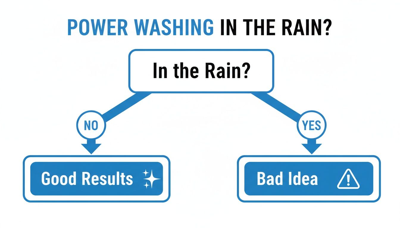 can you power wash in the rain