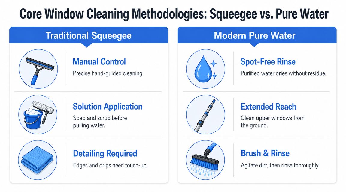 Squeegee vs Pure Water The Core Methodologies