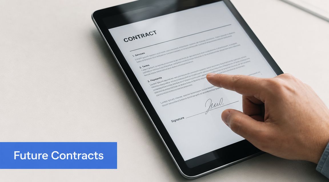 A close-up view of a person signing a digital contract on a tablet screen.